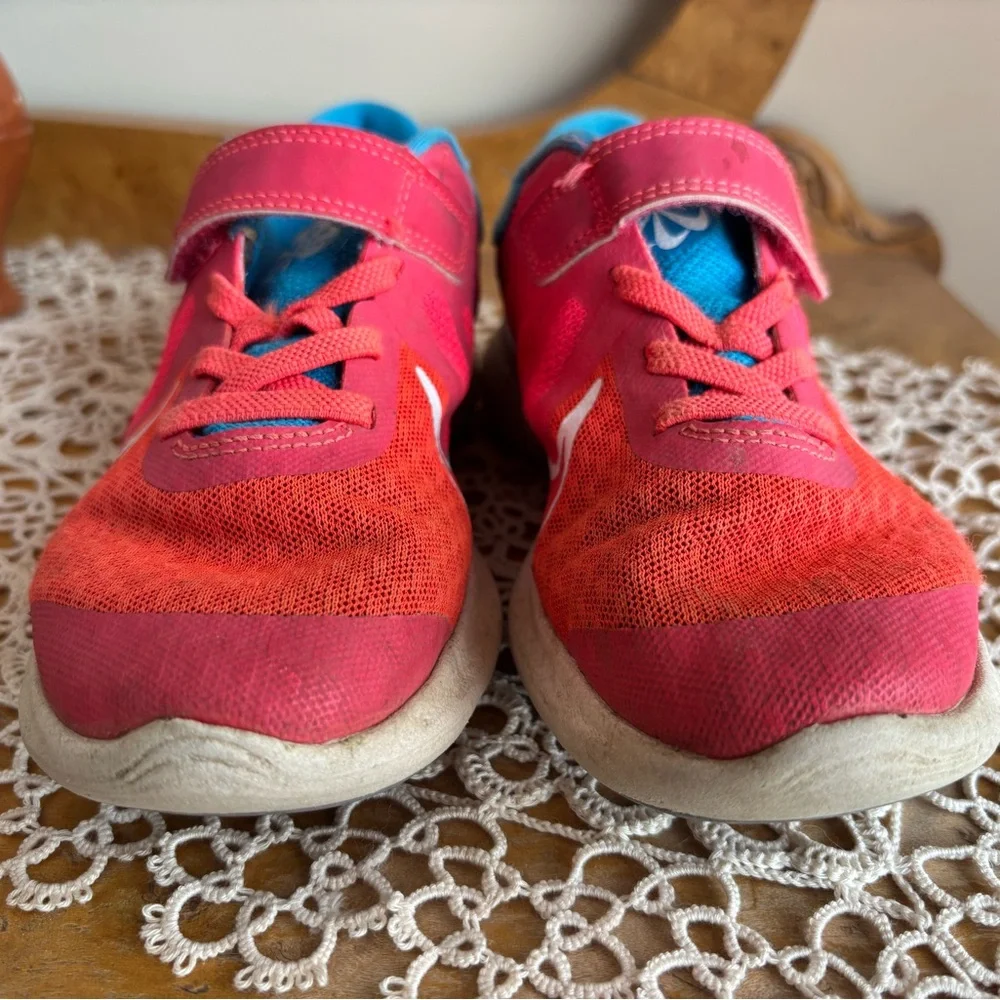Nike Kids' Pink and Blue Velcro Athletic Sneakers - Picture 3 of 8